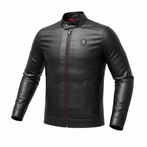 Unisex faux black Leather Jacket made in Italy